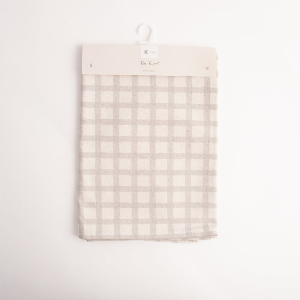 K&Co Home Collection Tea Towel - GREY CHECK